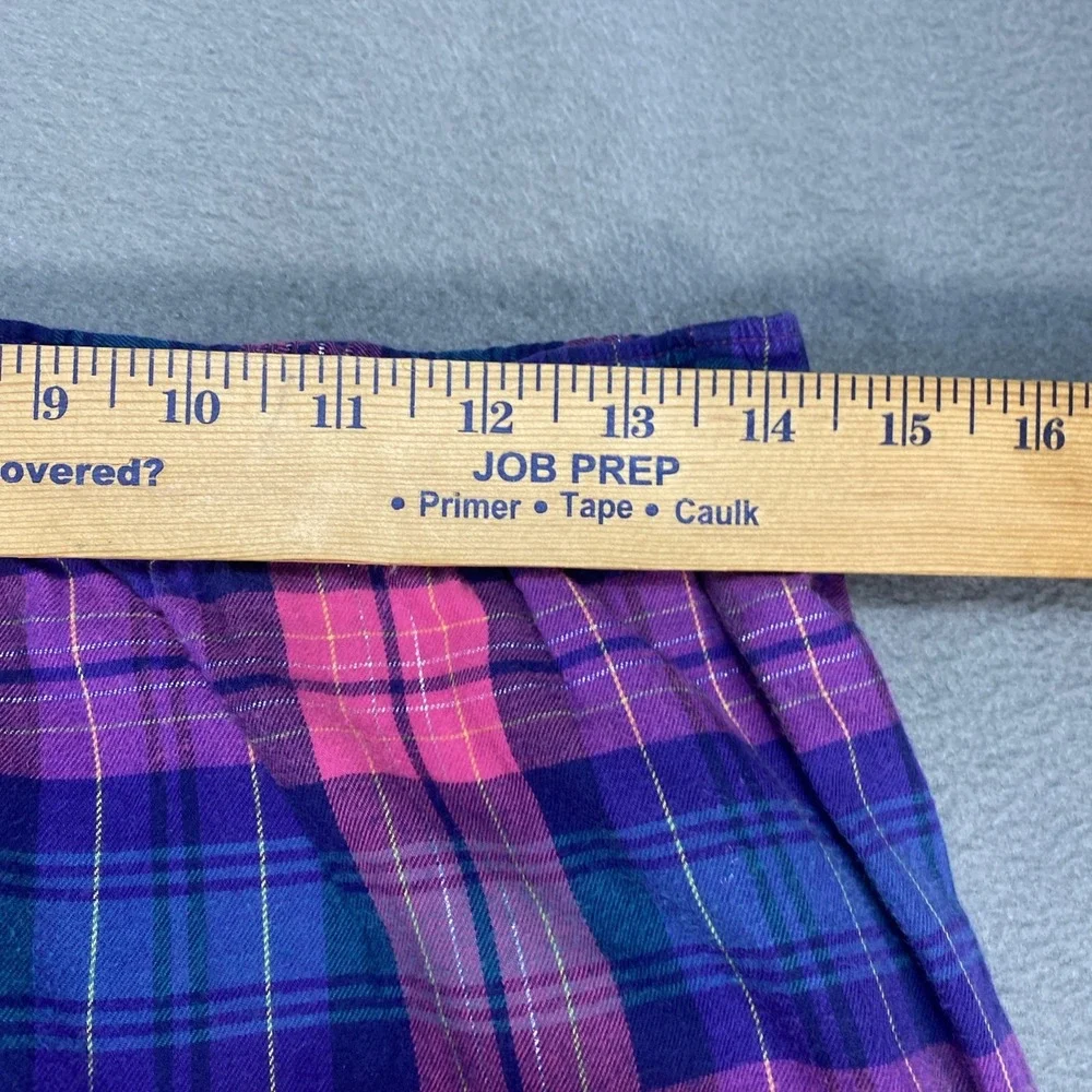 Victoria's Secret Small Y2K Plaid Light Flannel Pajama Set Pink Blue Roll Tab